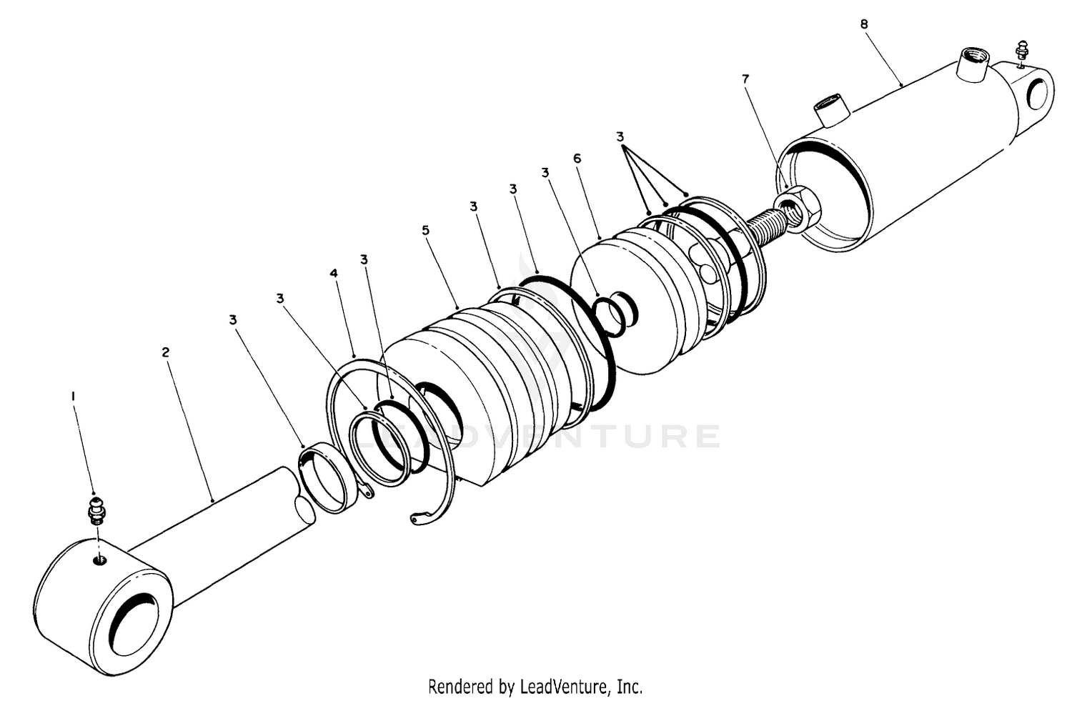 Hydraulic Lift Cylinder Assembly No. 66-1250 (3" Bore)