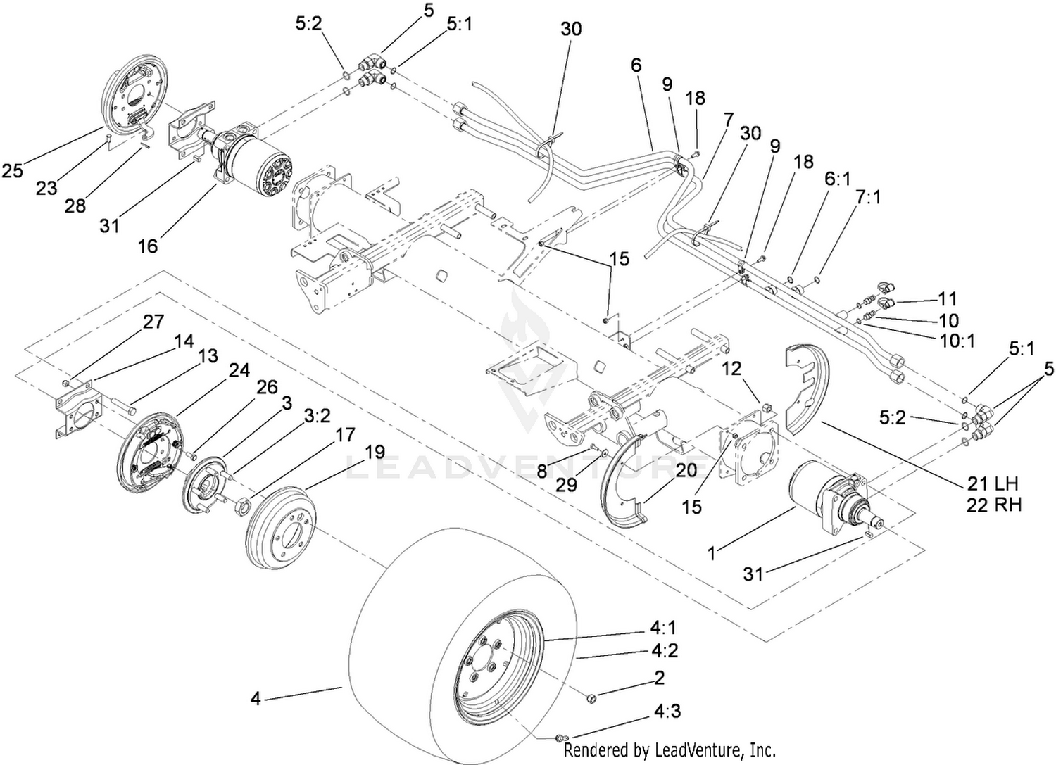 Front Wheel, Brake and Hydraulic Motor Assembly