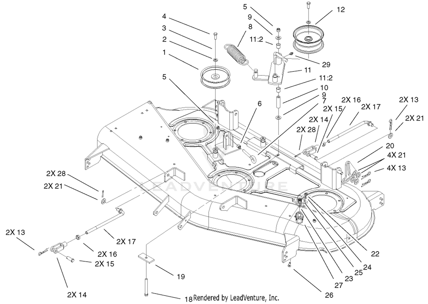 44 Inch Deck Belt Drive And Lift Assembly