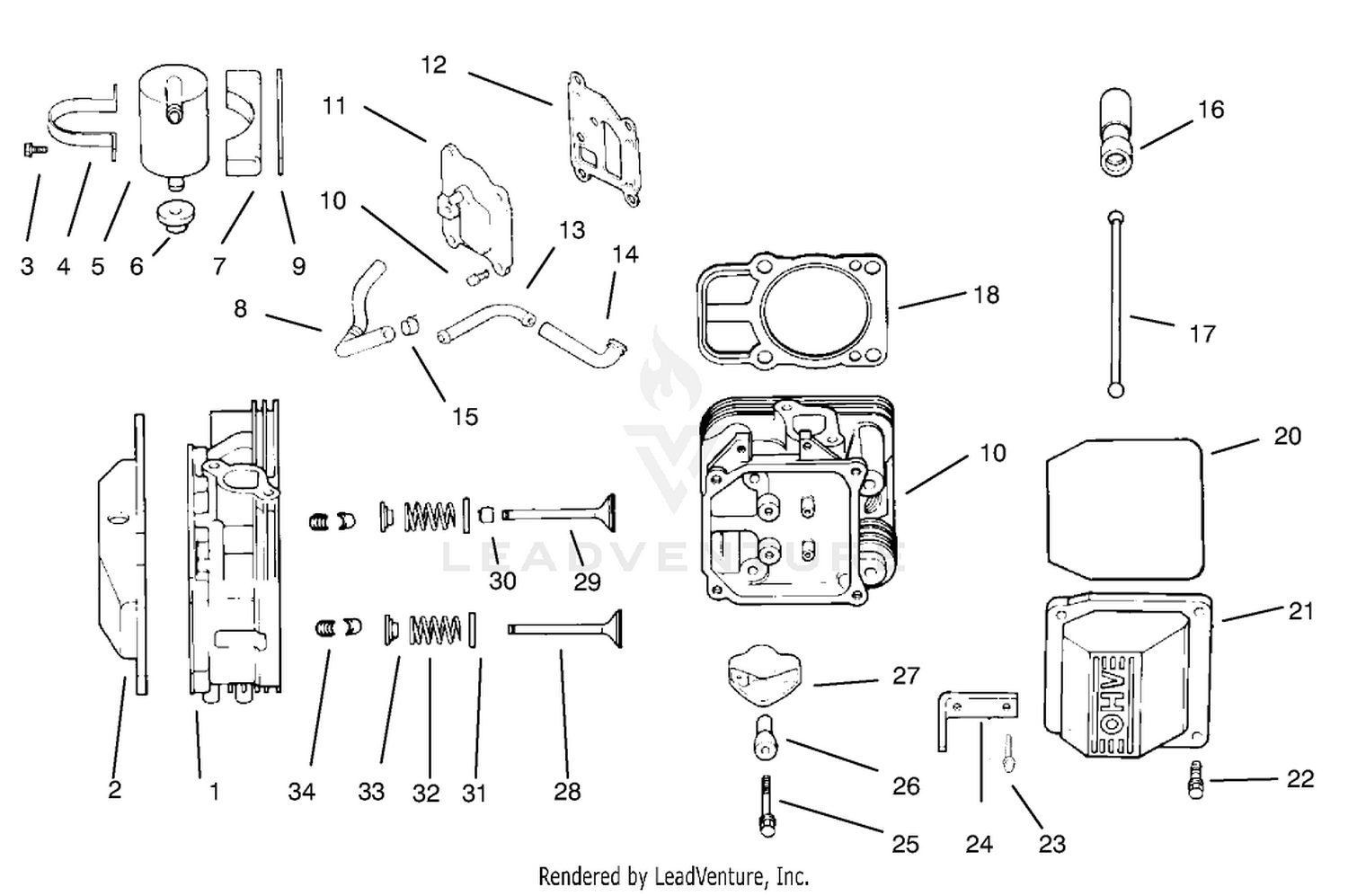 Head/valve/breather