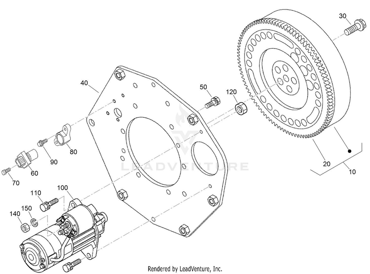Flywheel, Starter and Sensor Switch Assembly