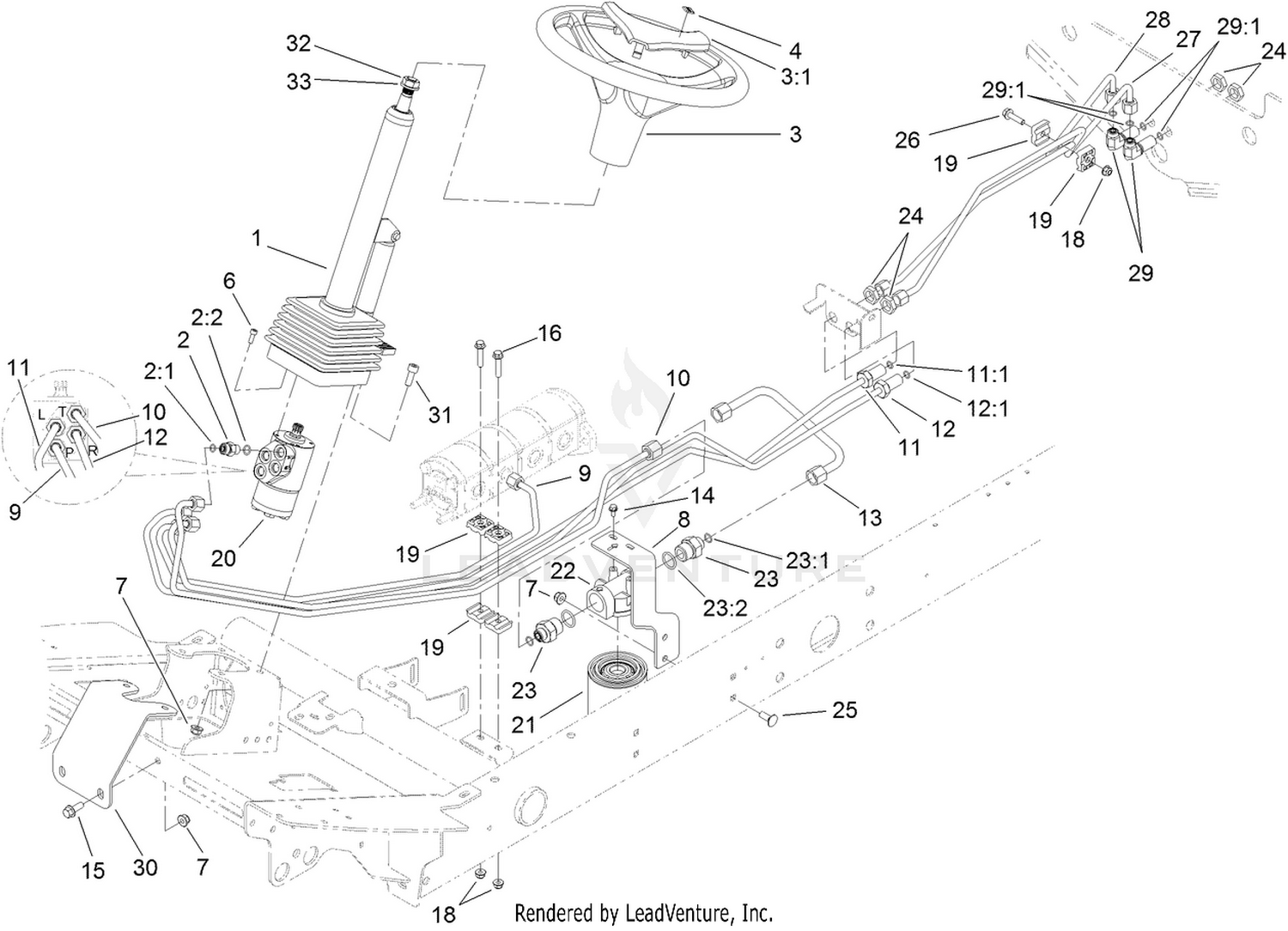 Steering Valve Hydraulic Plumbing Assembly