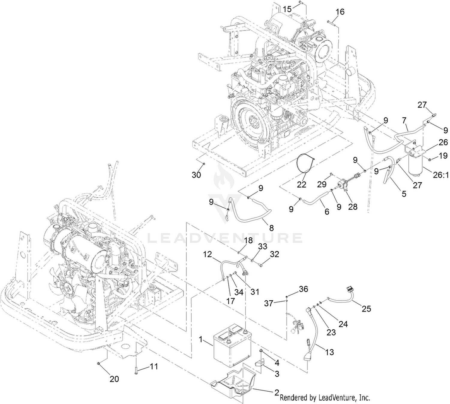 Battery and Fuel Delivery Assembly