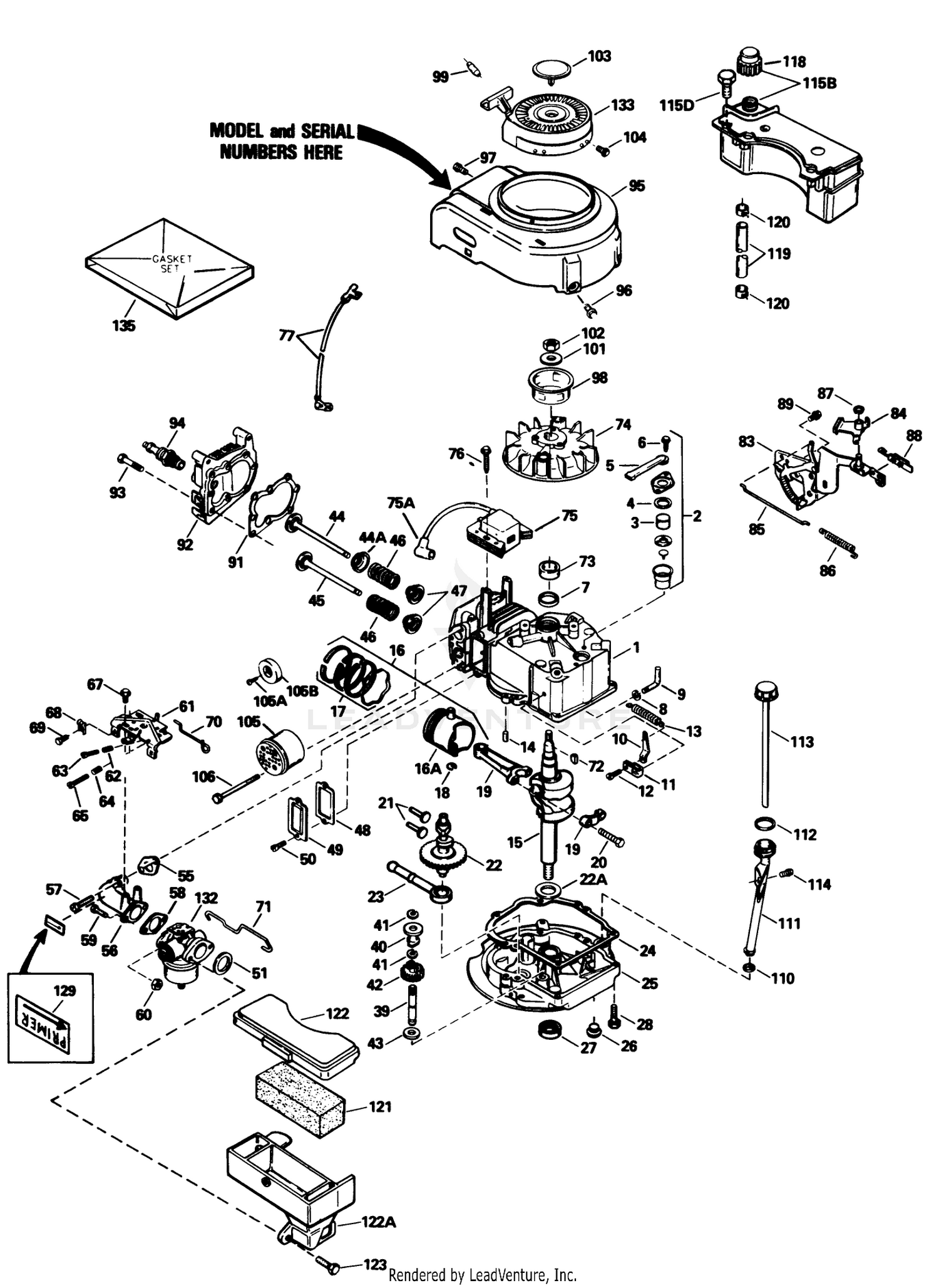 Engine Tecumseh Model No. Tvs100-44020b
