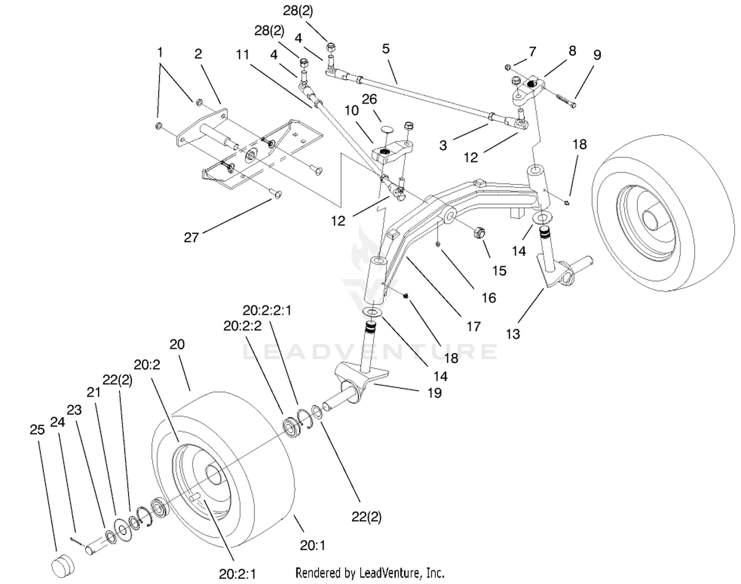 Tie Rods, Spindle,  Front Axle Assembly