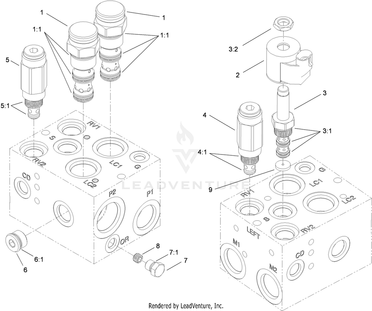 Hydraulic PTO Manifold Assembly No. 117-1111