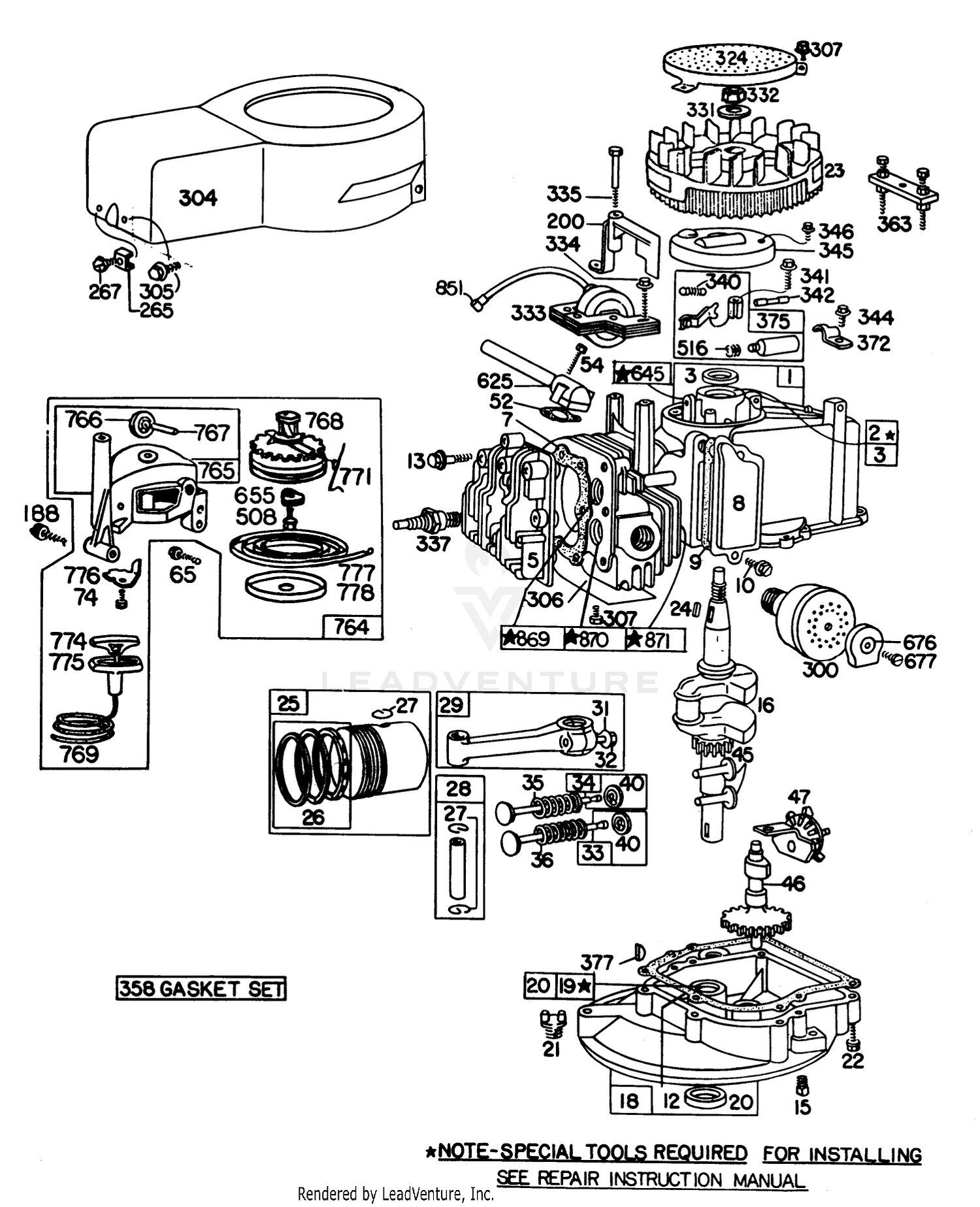 Engine Briggs  Stratton Model No. 92908-1934-02