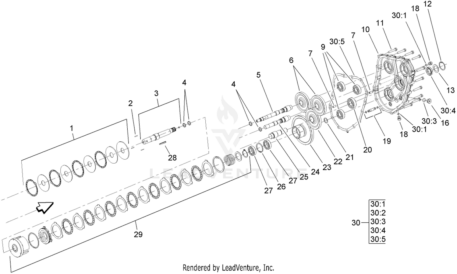 Gear Case and Clutch Assembly  Transmission Assembly No. 107-0801