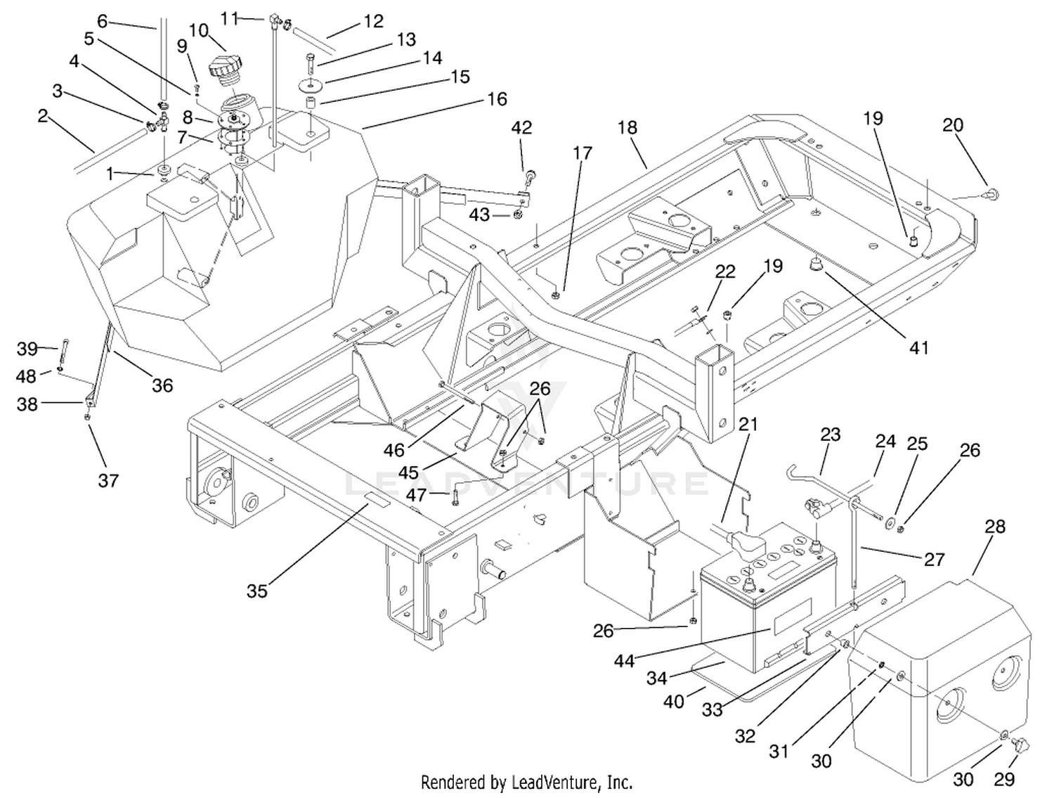 Frame, Fuel Tank and Battery Assembly
