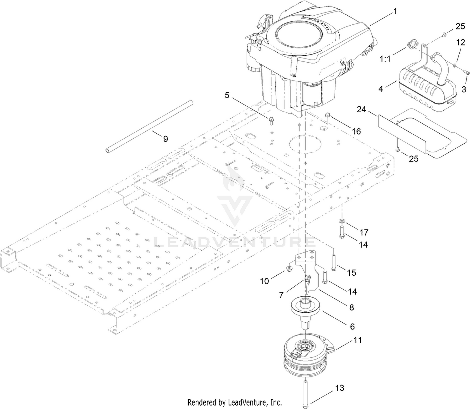Engine, Muffler and Clutch Assembly