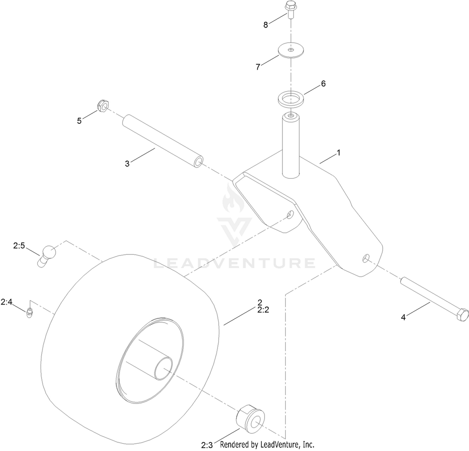 Caster, Wheel and Tire Assembly