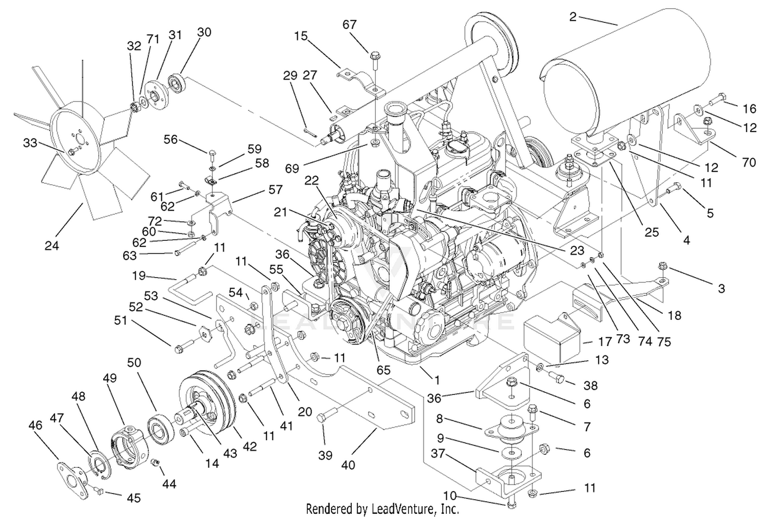 Engine And Mounting Components Assembly