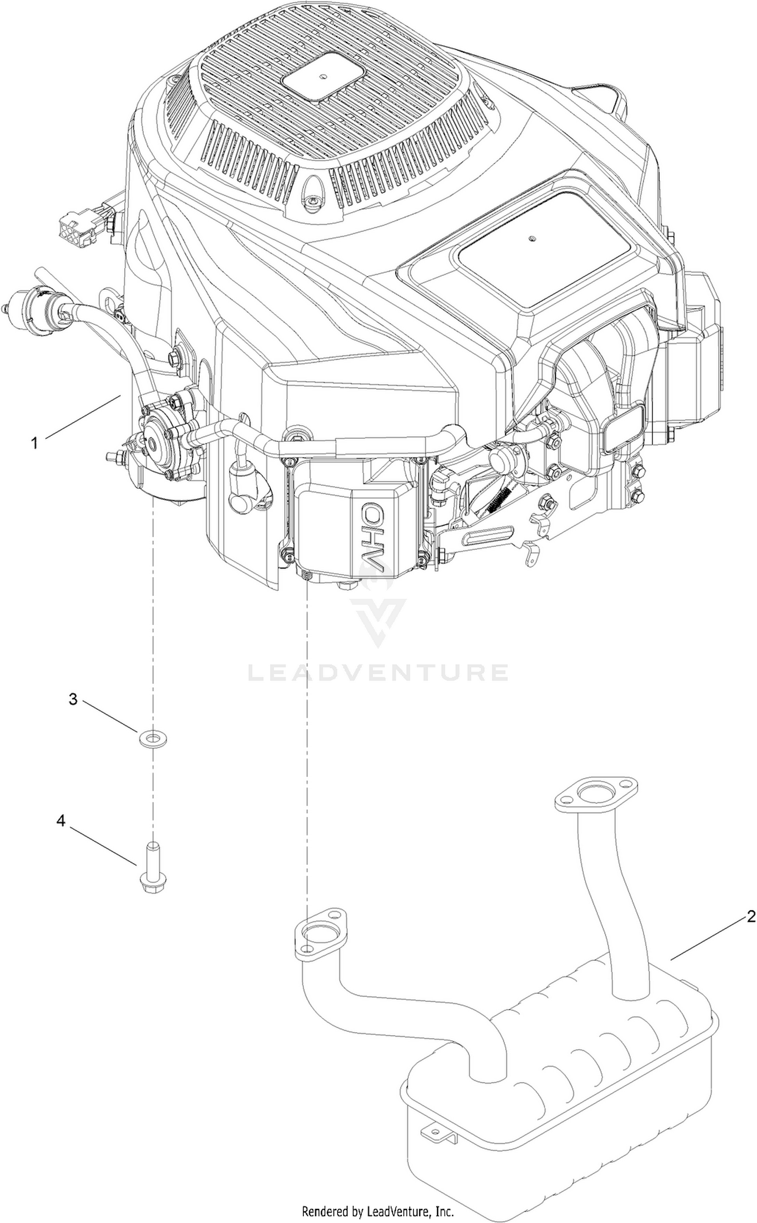 Engine and Muffler Assembly