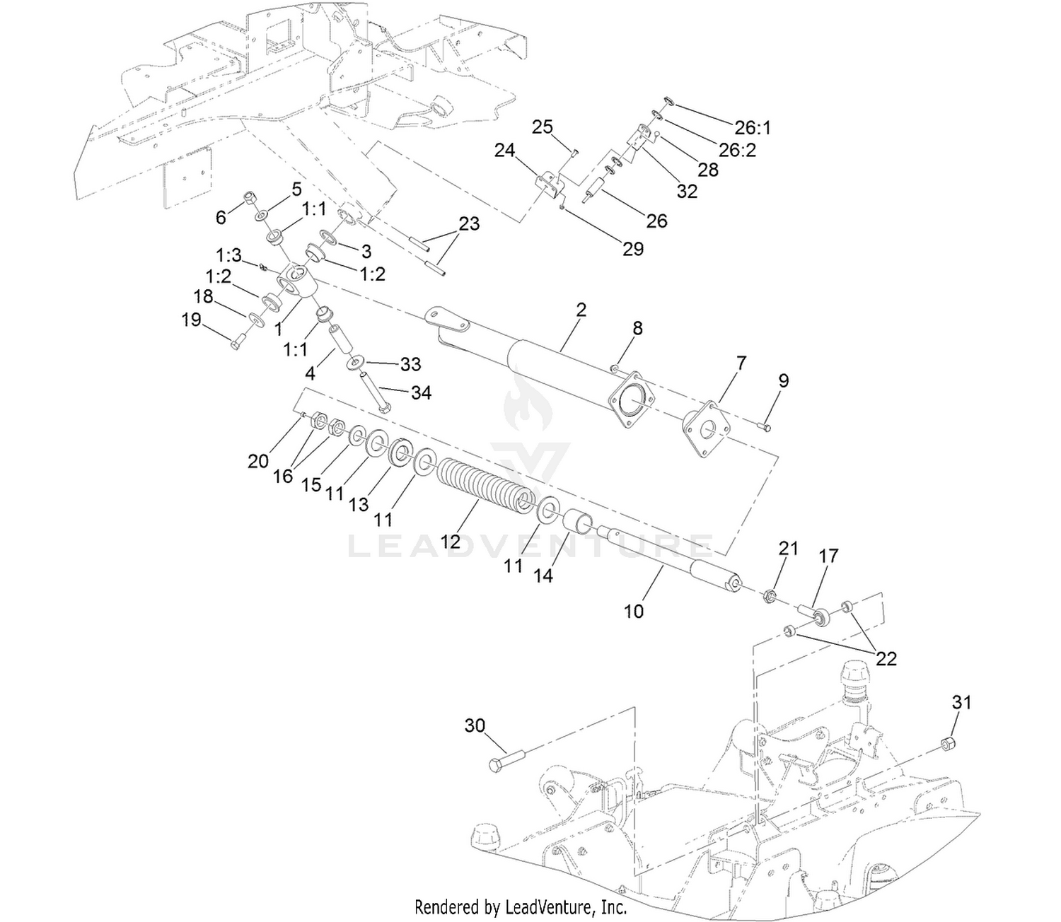 Right Hand Deck Impact Arm and Limit Switch Assembly