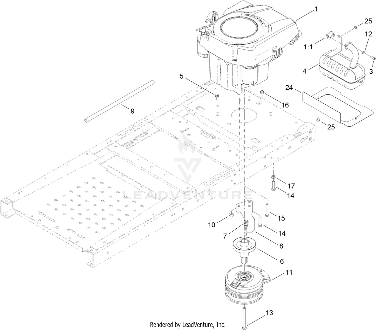 Engine, Muffler and Clutch Assembly