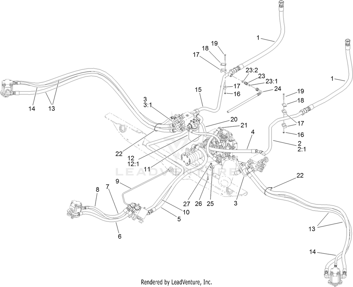 Power-Take-Off Hydraulic Plumbing Assembly