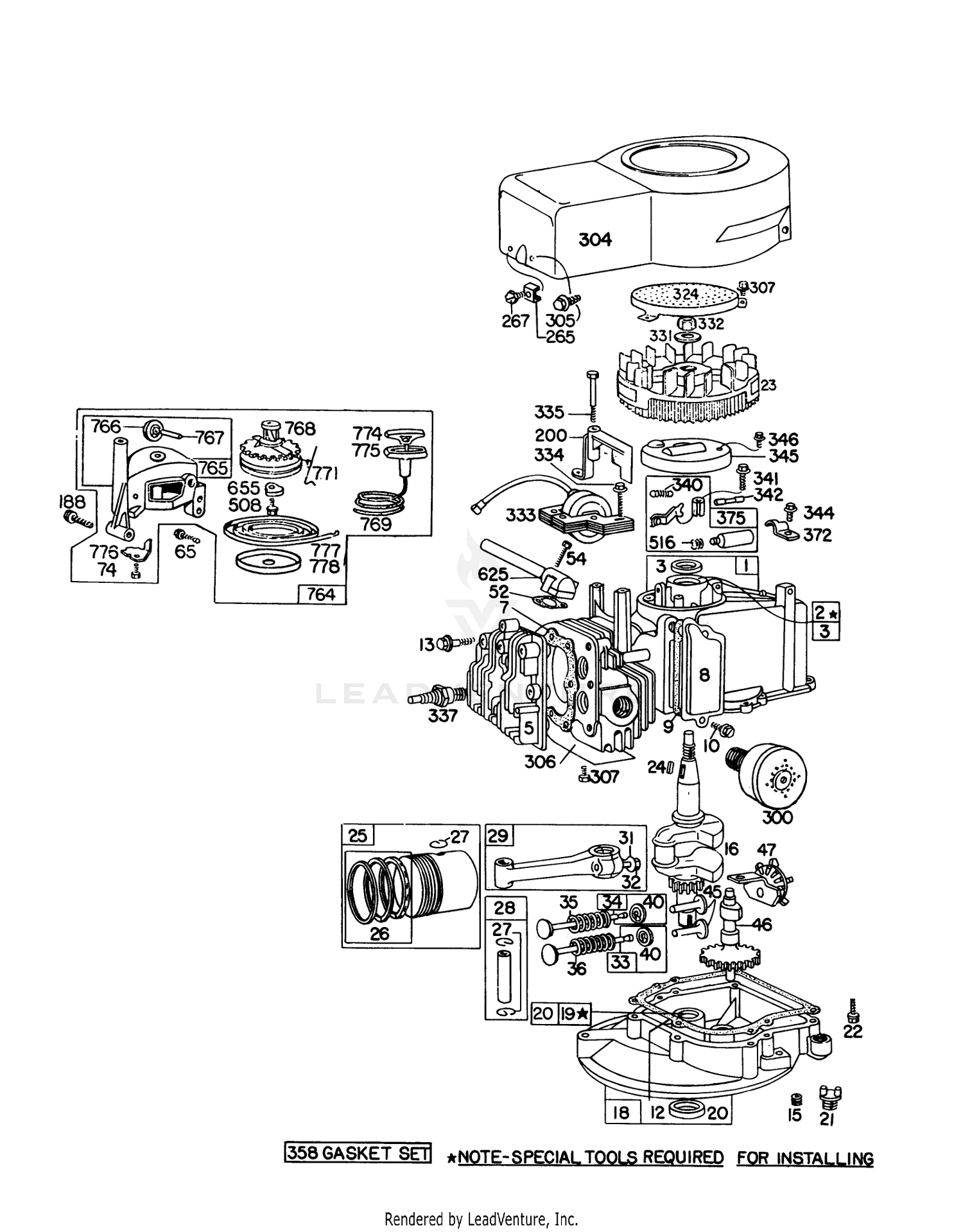 Engine Briggs  Stratton Model 92908-1736-01 For 21" Self-Propelled Model 16287