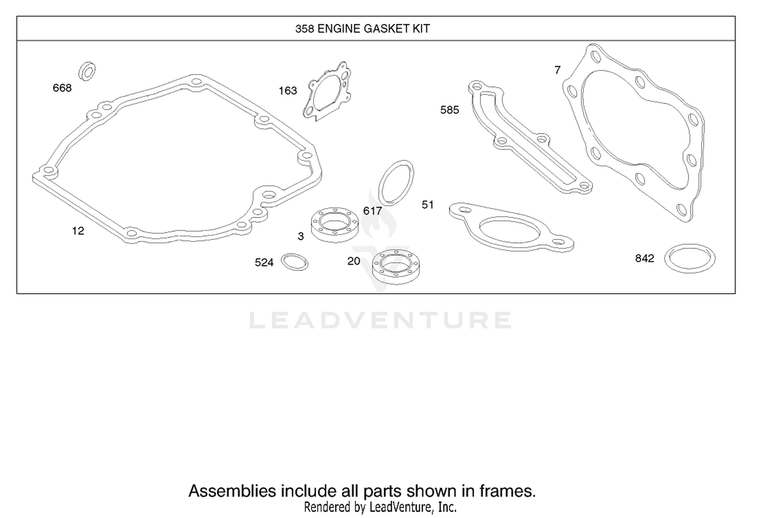Gasket Assembly Engine Briggs and Stratton Model 124K02-0110-B1