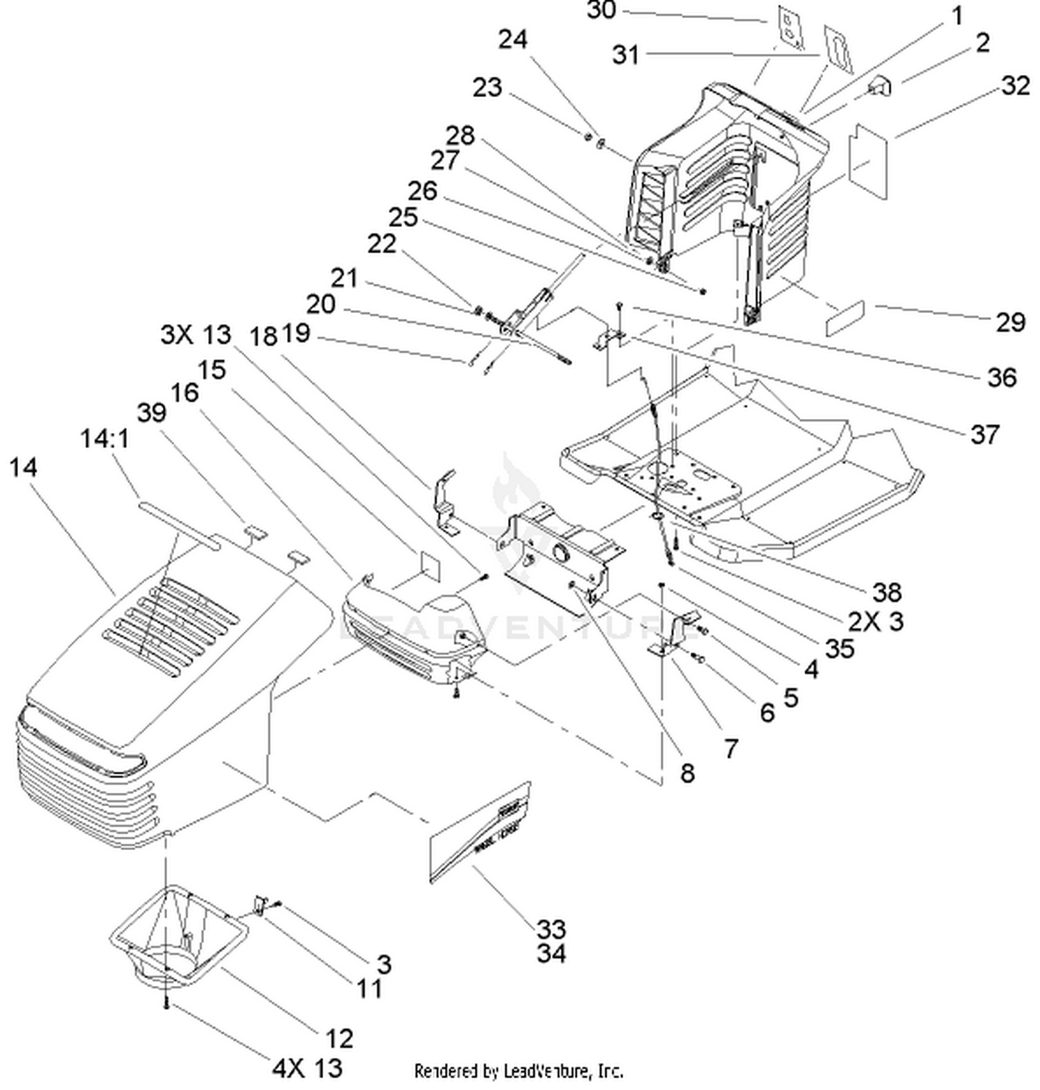 Hood and Tower Assembly
