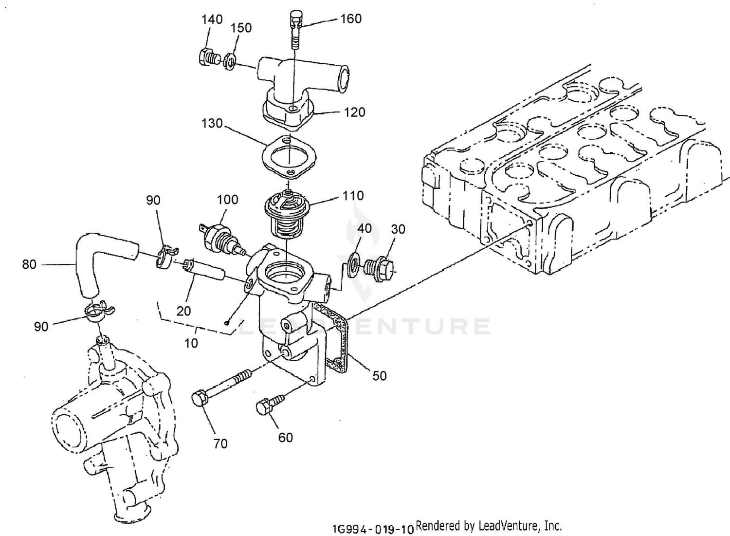 Water Flange and Thermostat Assembly