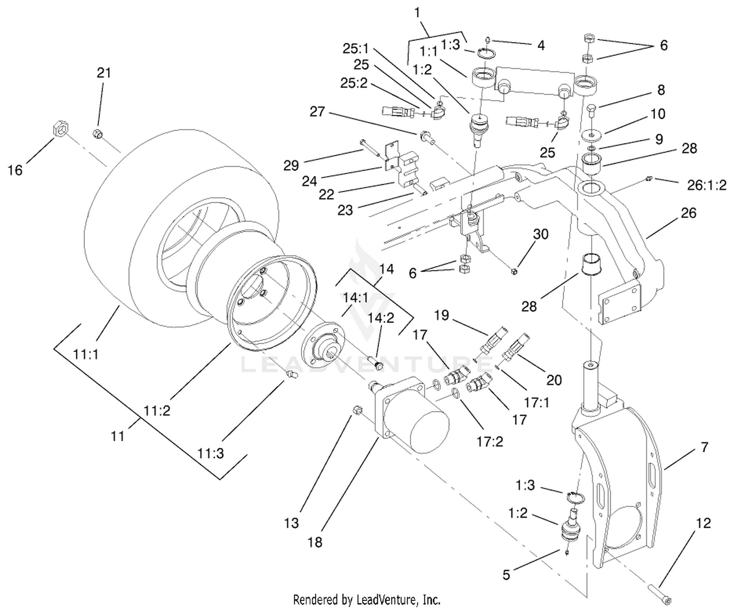 Rear Fork And Tire Assembly