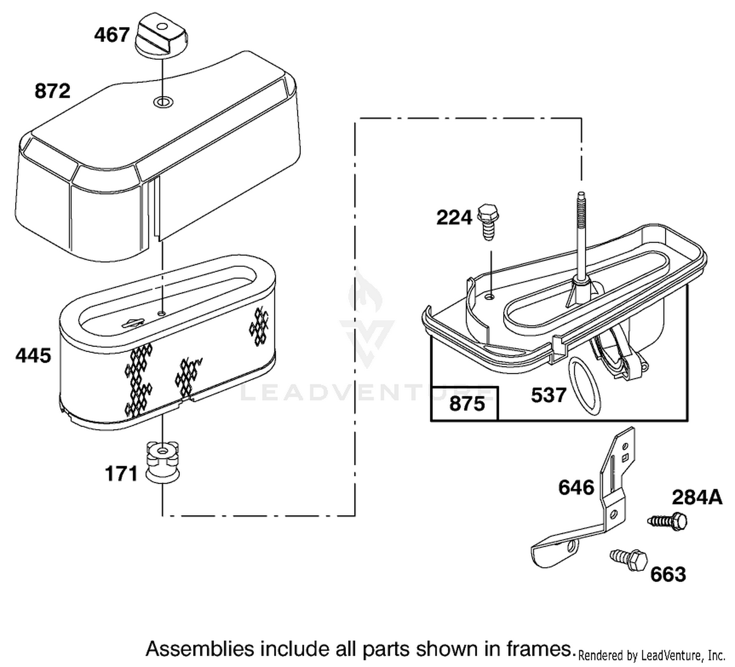 Air Cleaner Assembly  Briggs and Stratton 284707-1148-E1