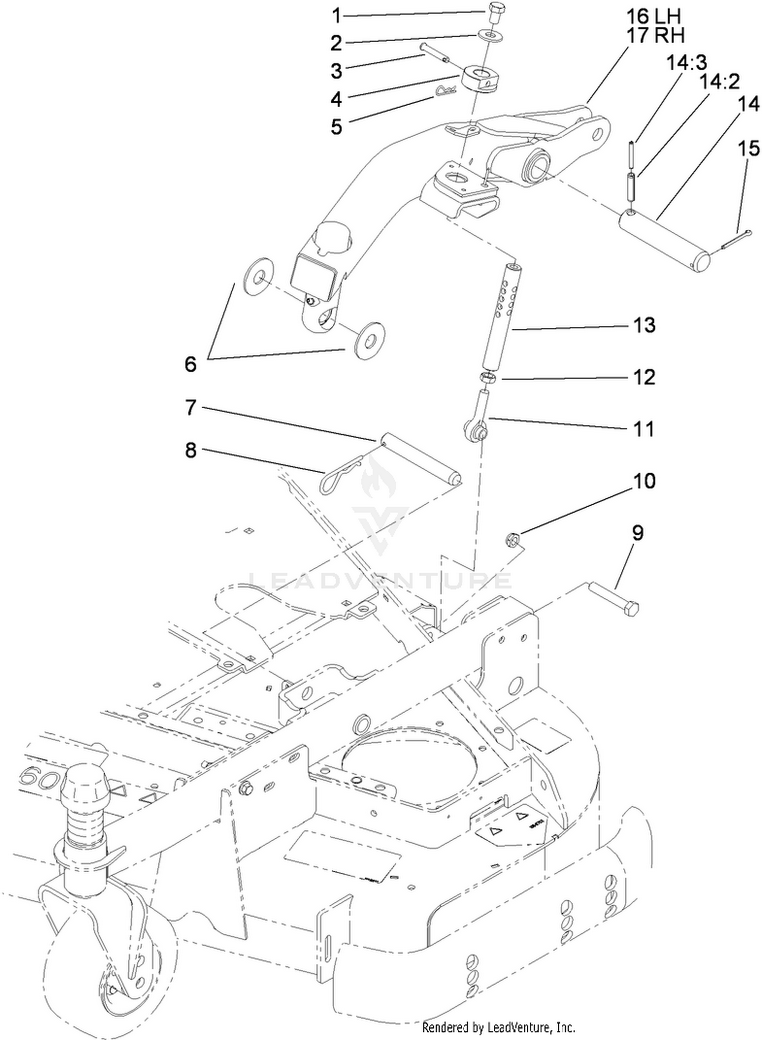 Lift Arm and Rear Height-of-Cut Assembly
