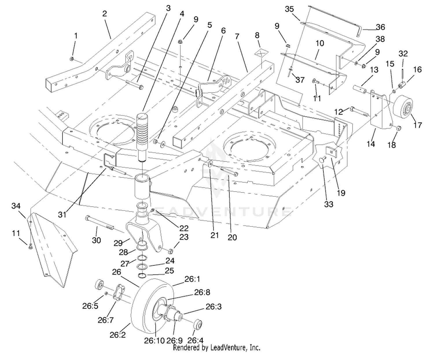 Castor Arm and Wheel Assembly