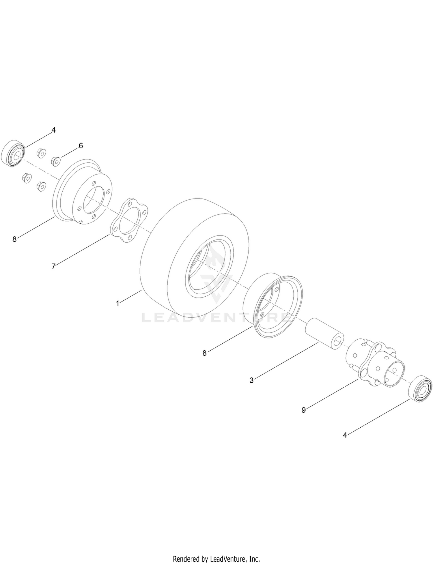 Foam Filled Caster Wheel Assembly No. 93-5974  (Optional Equipment)