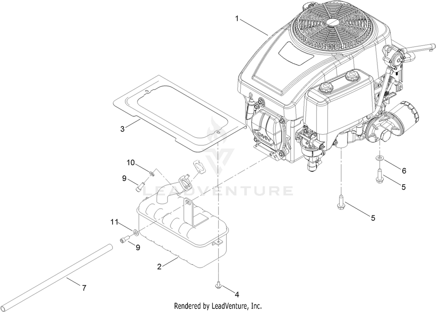Engine and Muffler Assembly