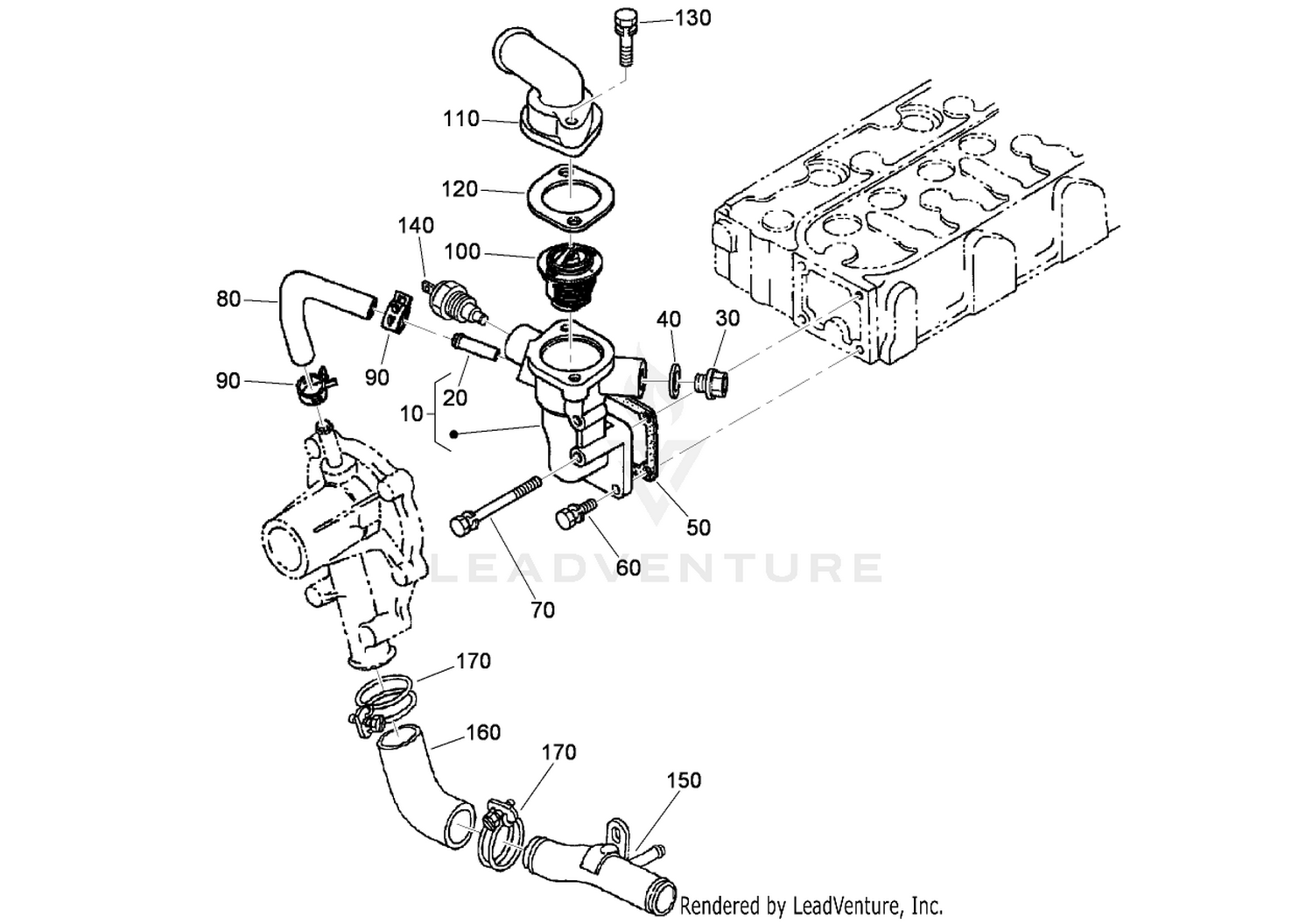 Water Flange and Thermostat Assembly