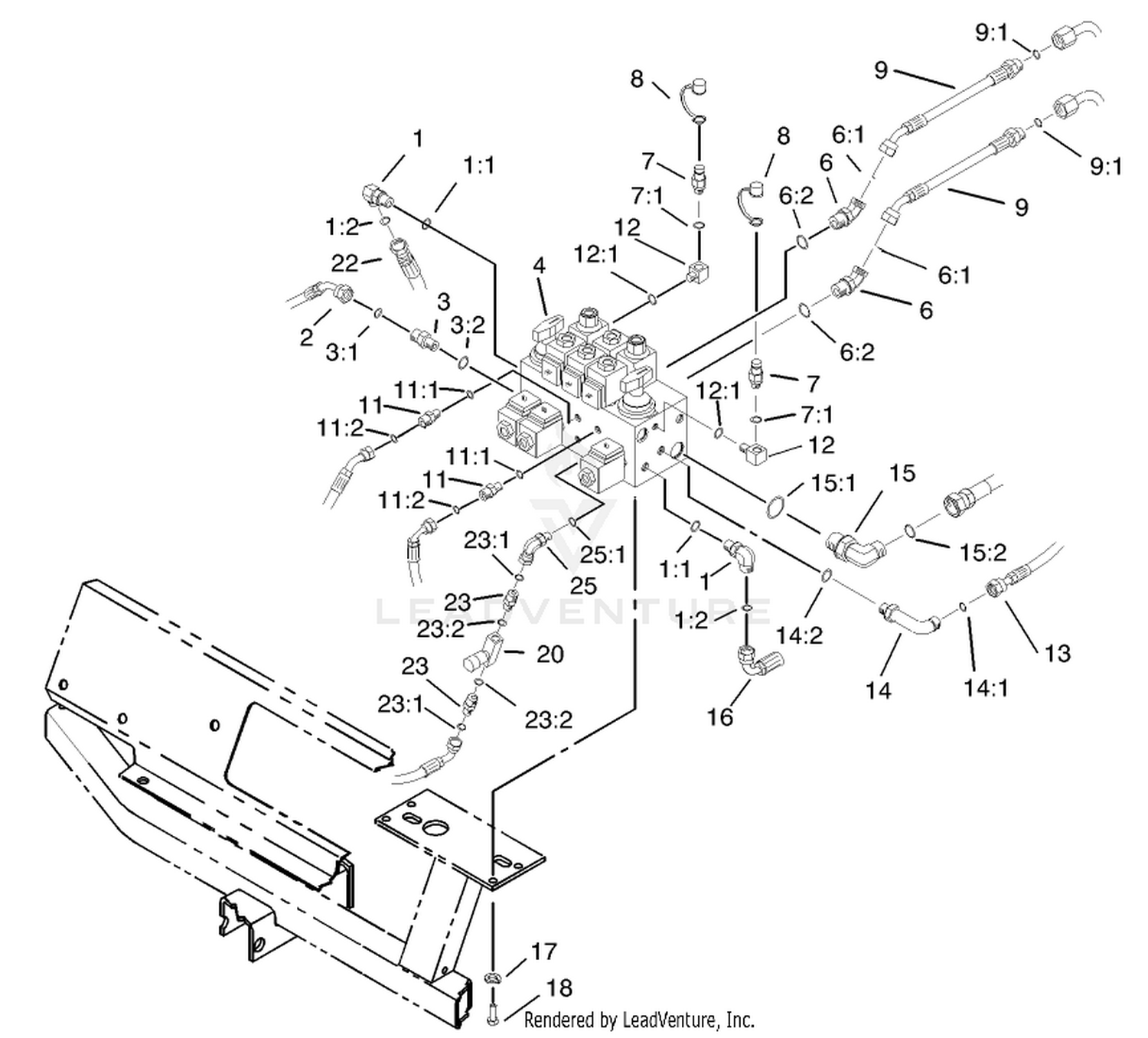 Hydraulic Control Block and Hoses Assembly