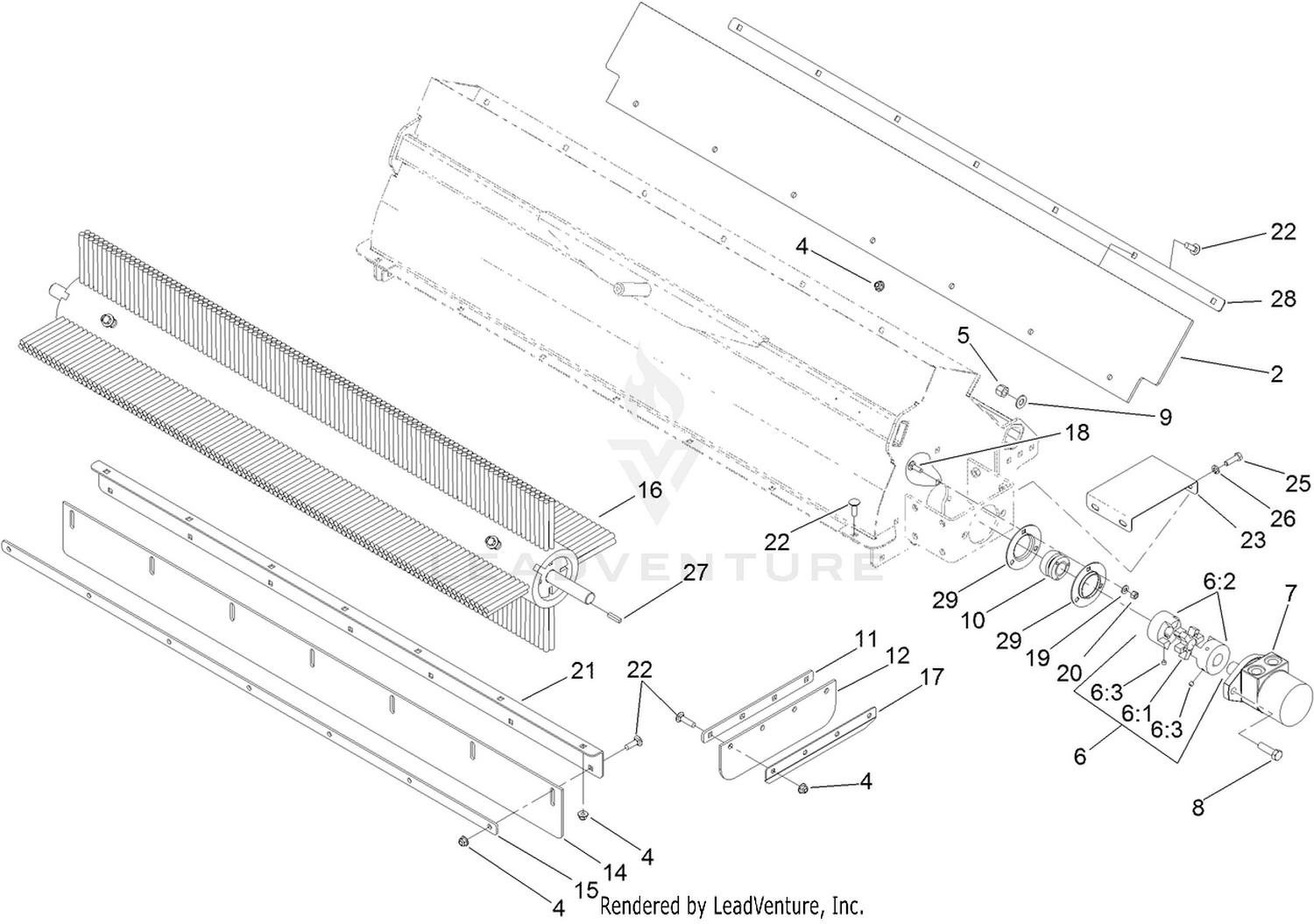 Brush, Motor and Shield Assembly