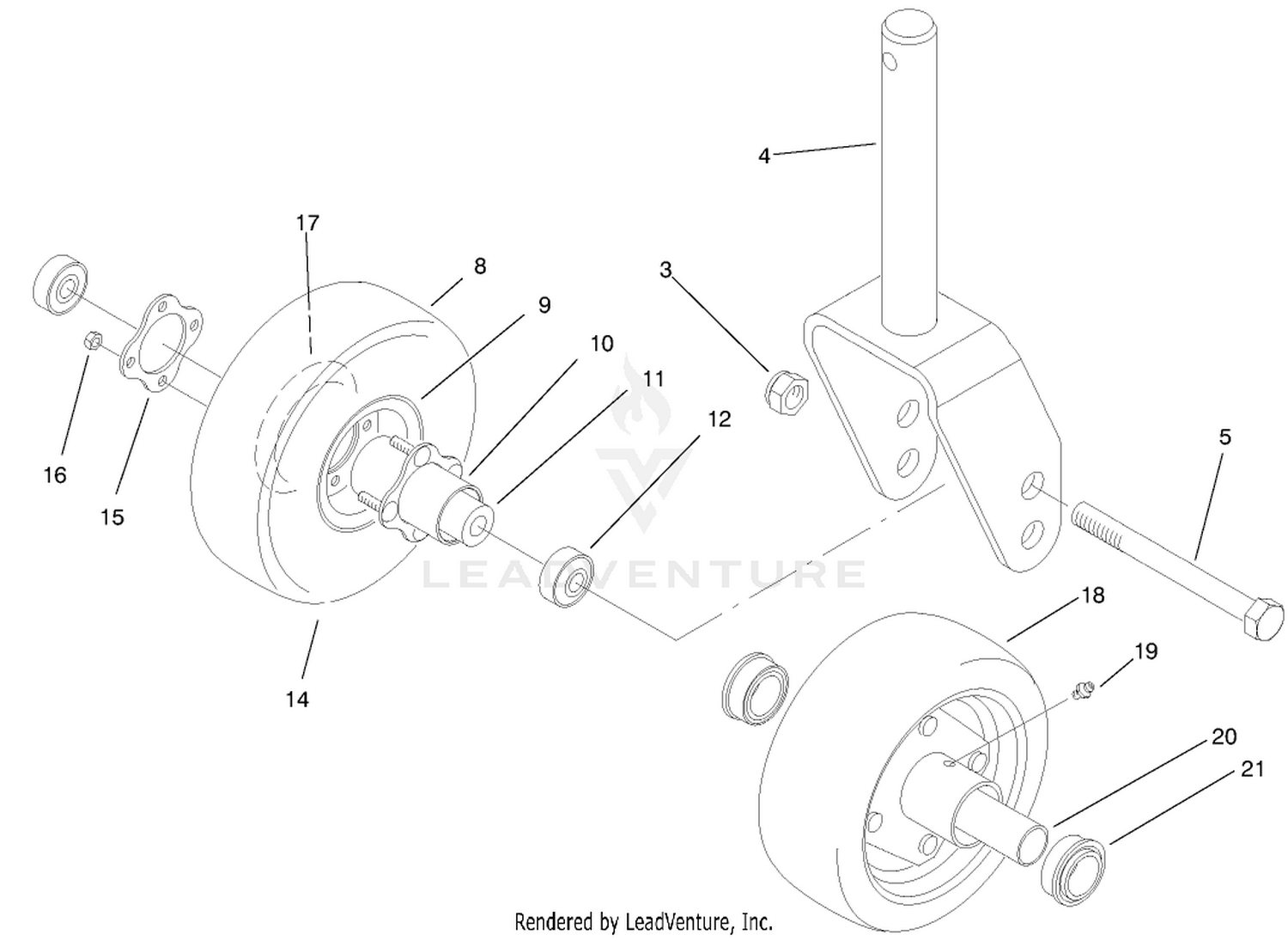 Front Castor Fork Assembly