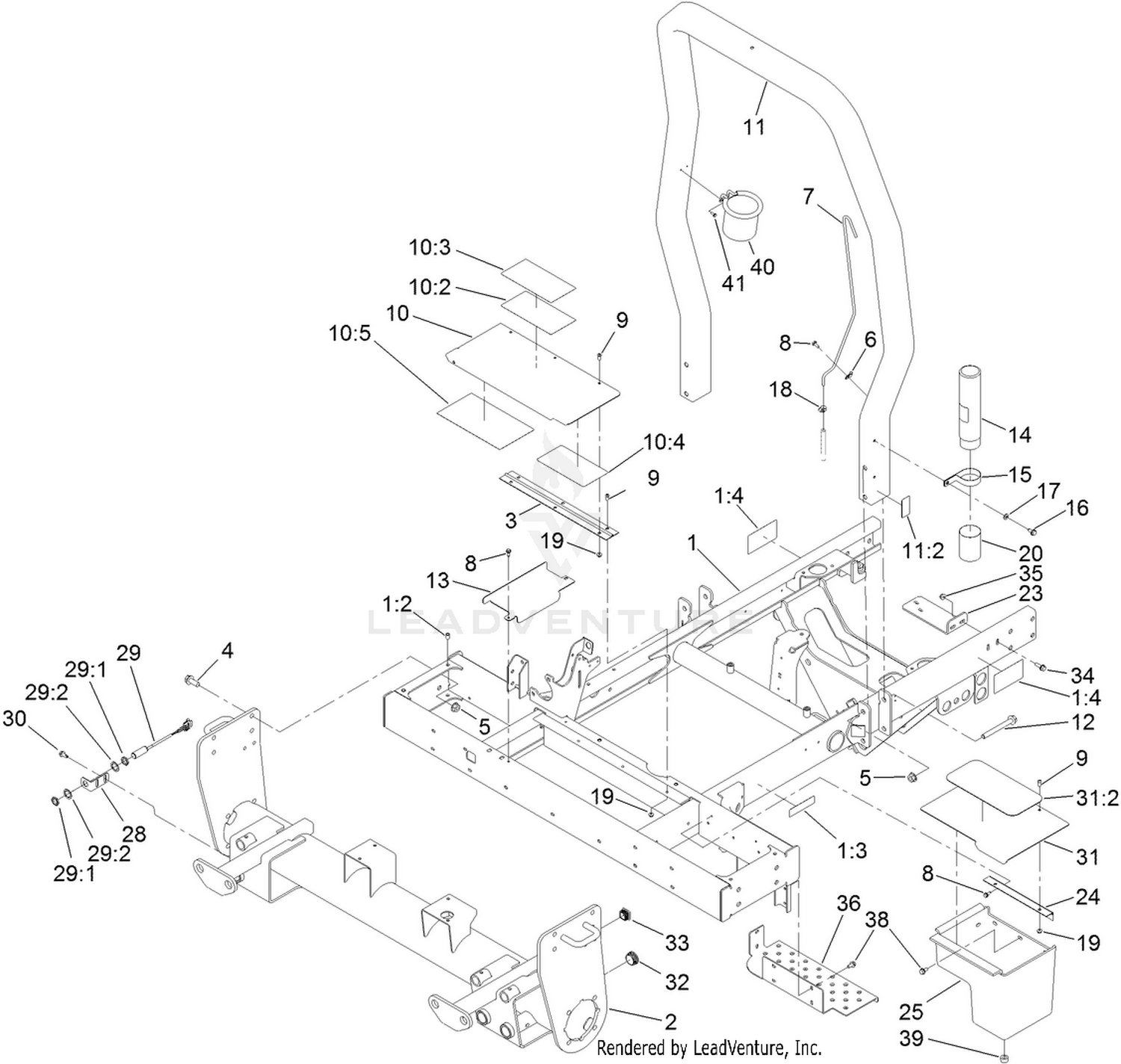 Frame, Front Axle and ROPS Assembly