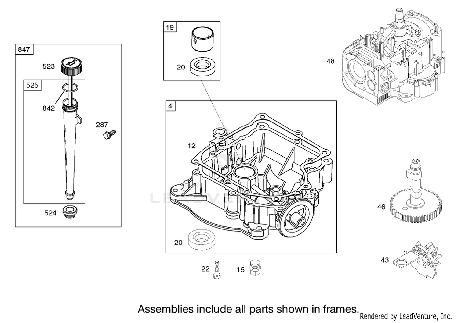 Crankcase Assembly Engine Briggs and Stratton Model 28M707-1125-E1