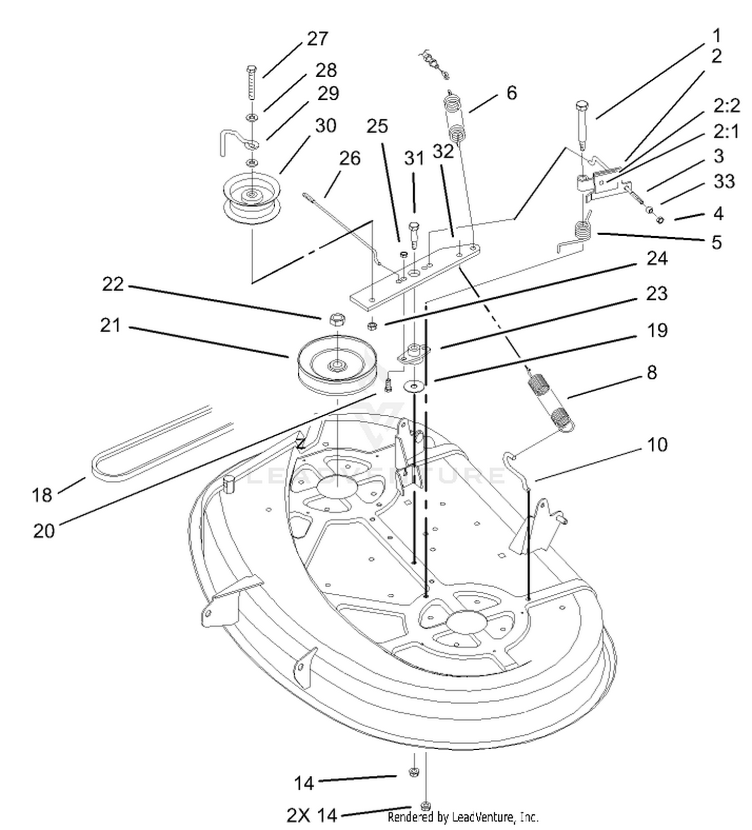 38in Deck Blade Drive and Braking Assembly