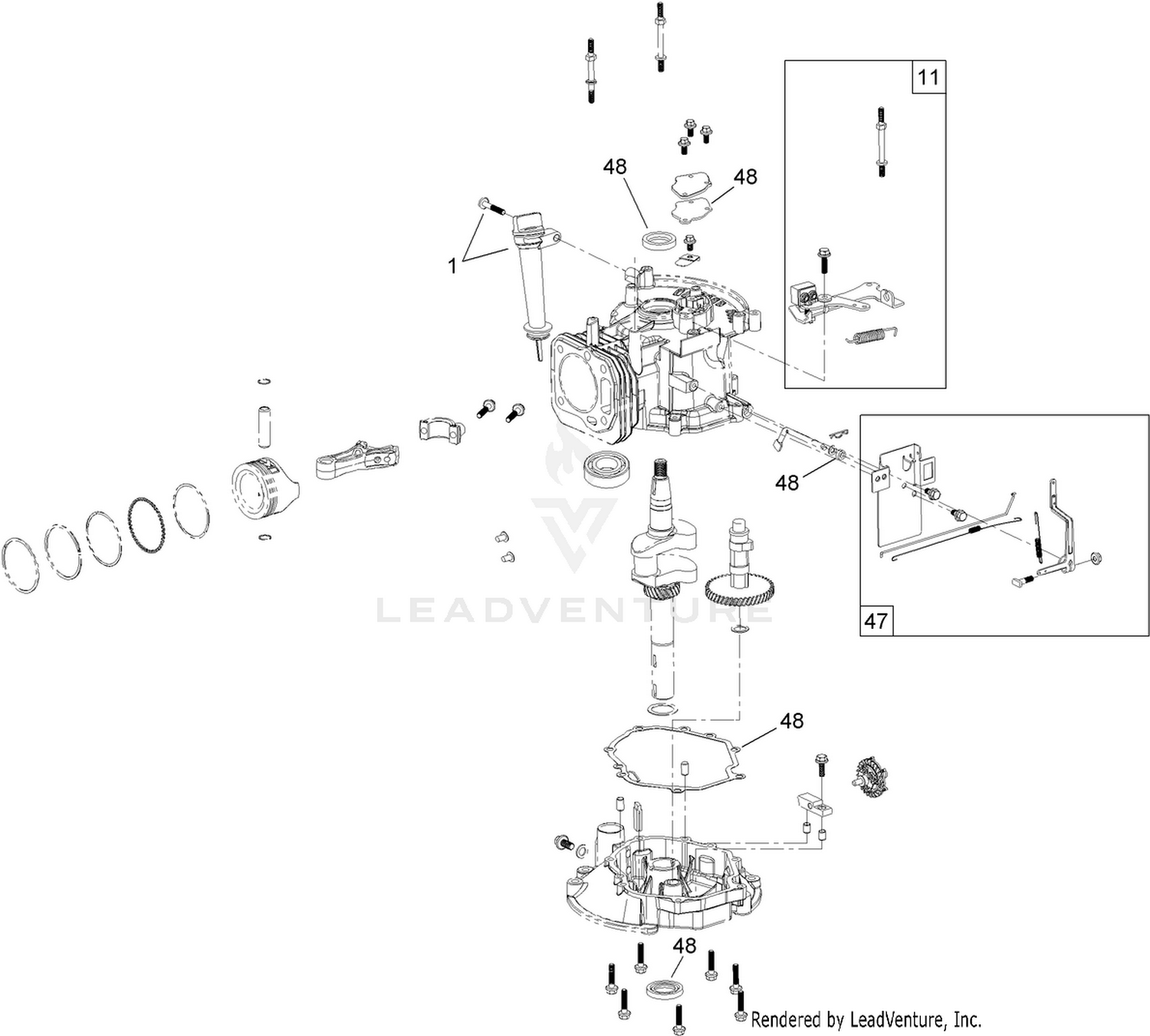 Dipstick, Brake and Governor Arm Assembly