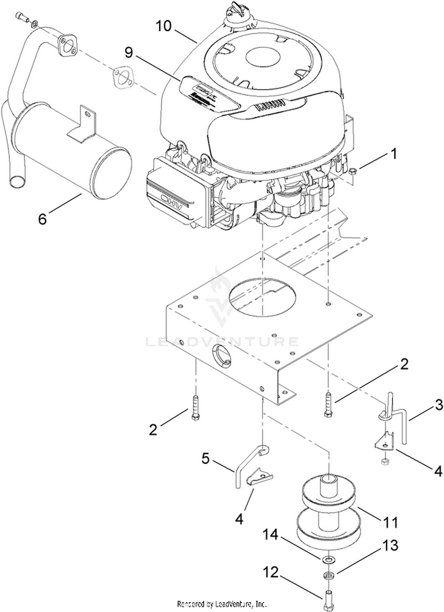 Engine and Muffler Assembly