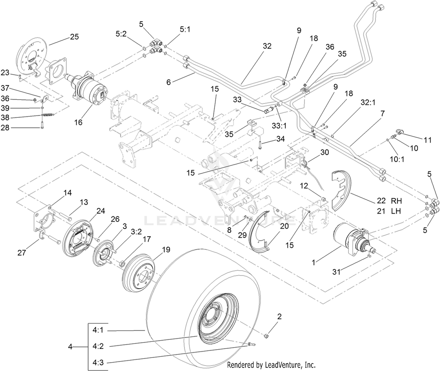 Front Wheel, Brake and Hydraulic Motor Assembly