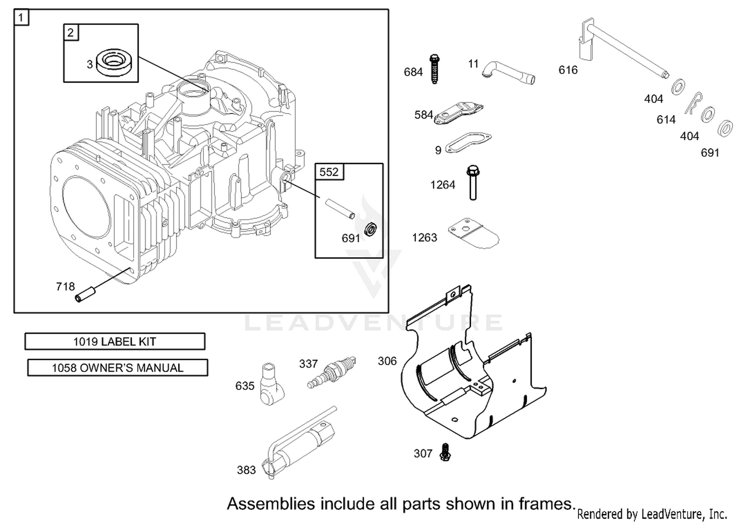 Cylinder Assembly Engine Briggs and Stratton Model 280H07-0160-E1