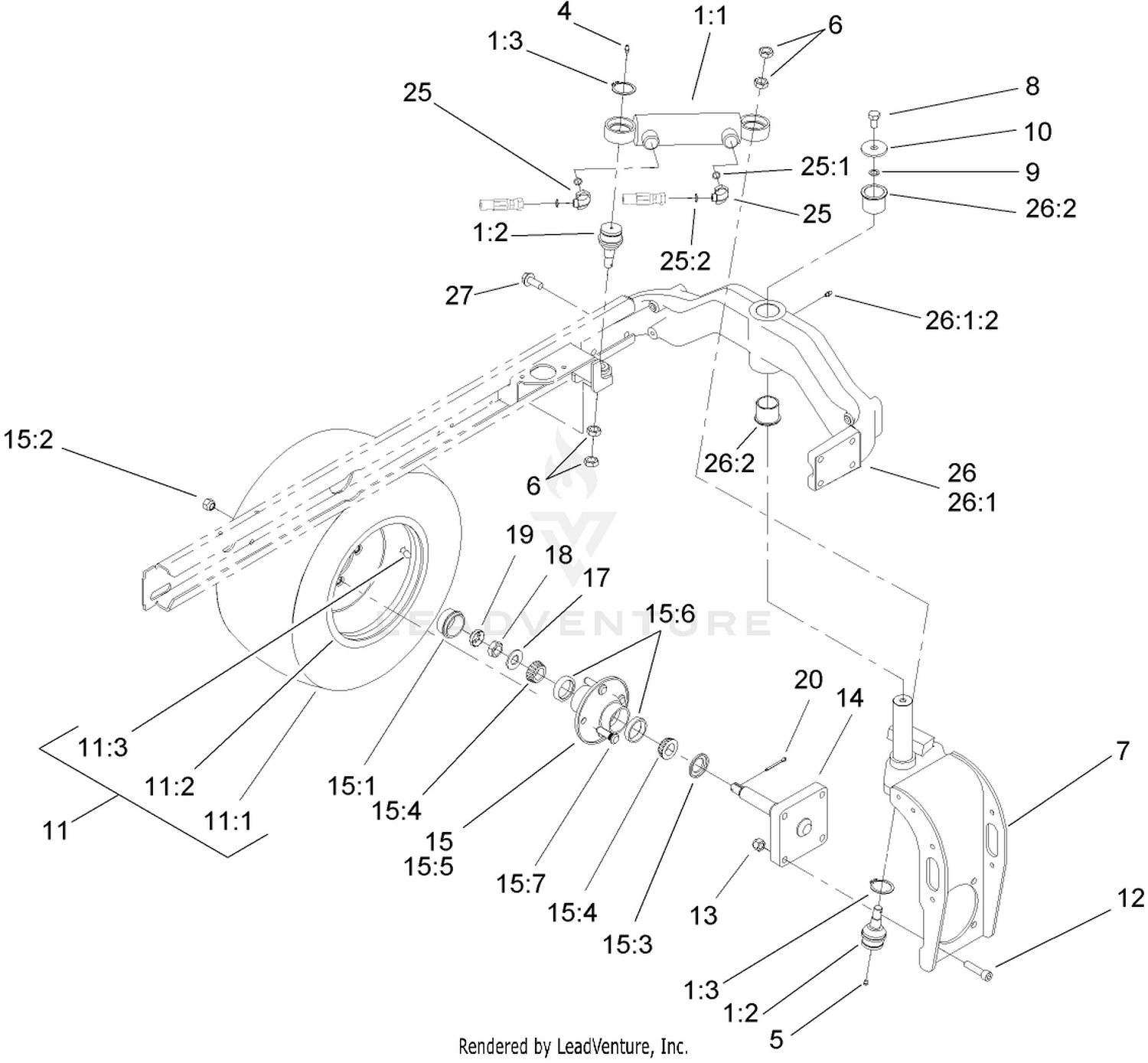 Rear Fork and Tire Assembly