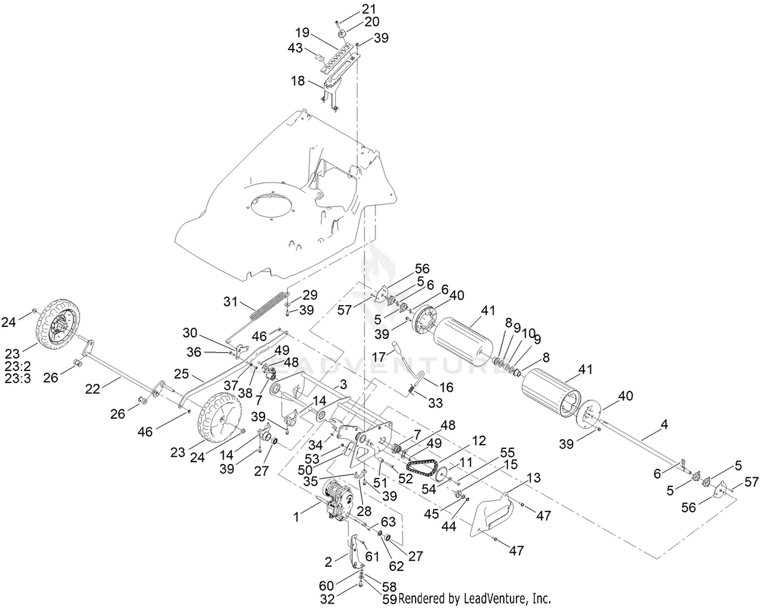 Traction and Height-of-Cut Assembly