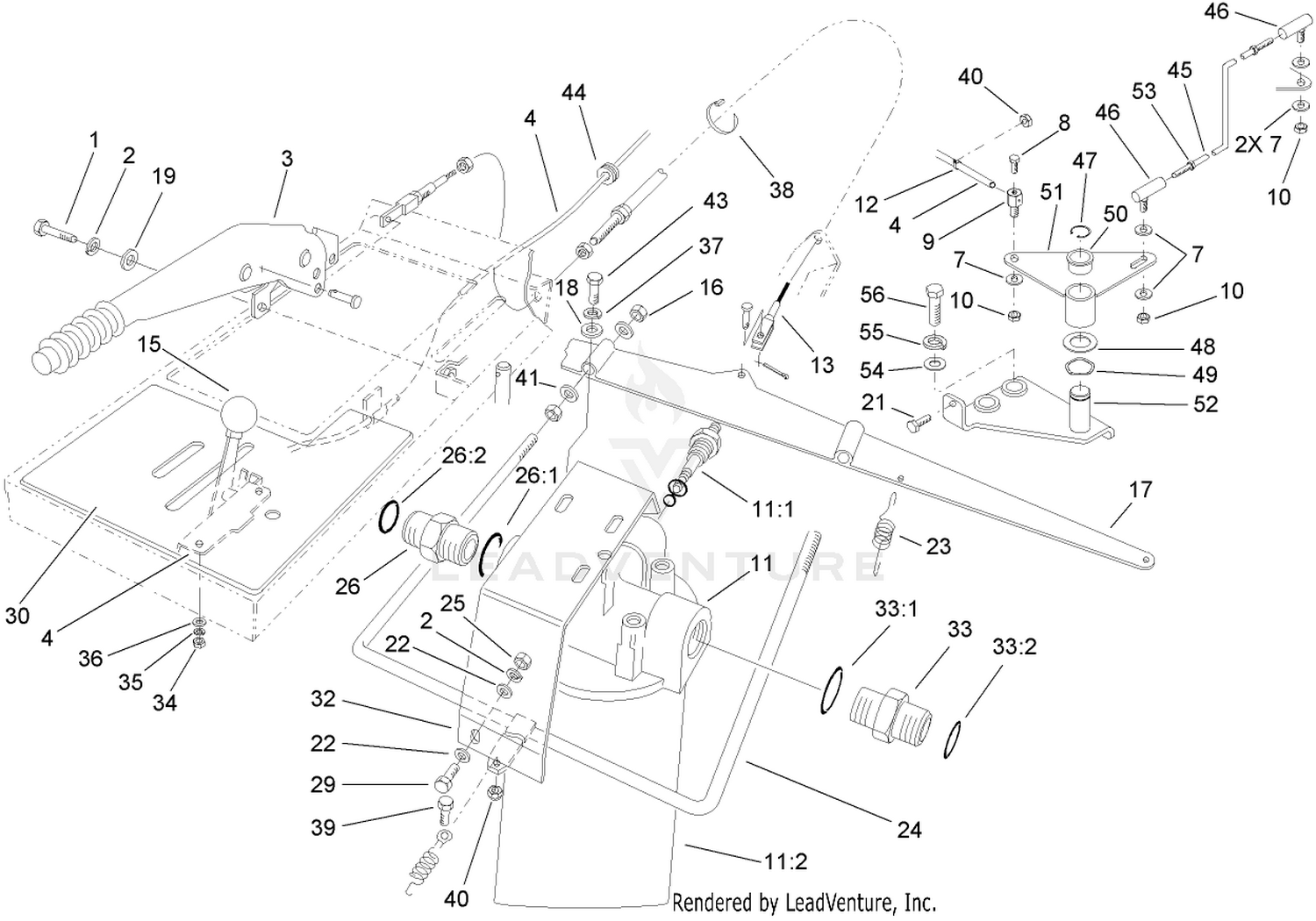 Parking Brake, Throttle and  Oil Filter Assembly