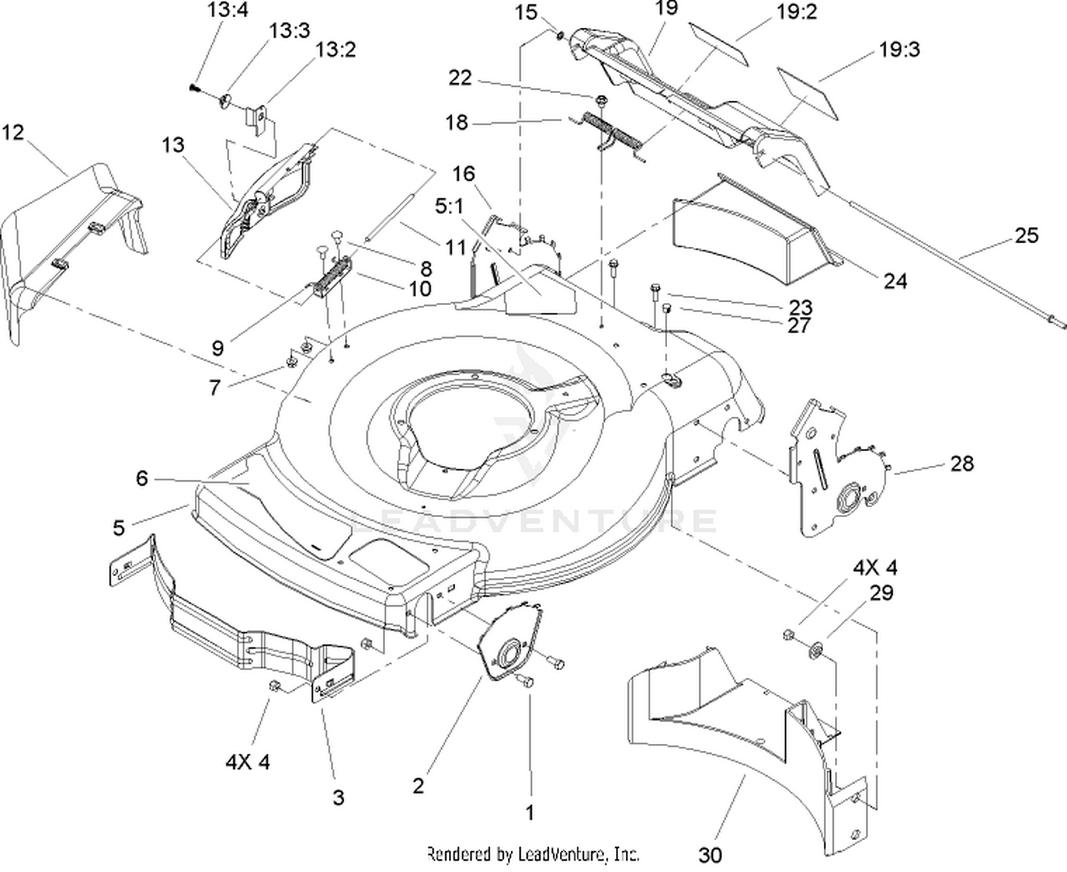 Deck, Side Chute and Rear Door Assembly