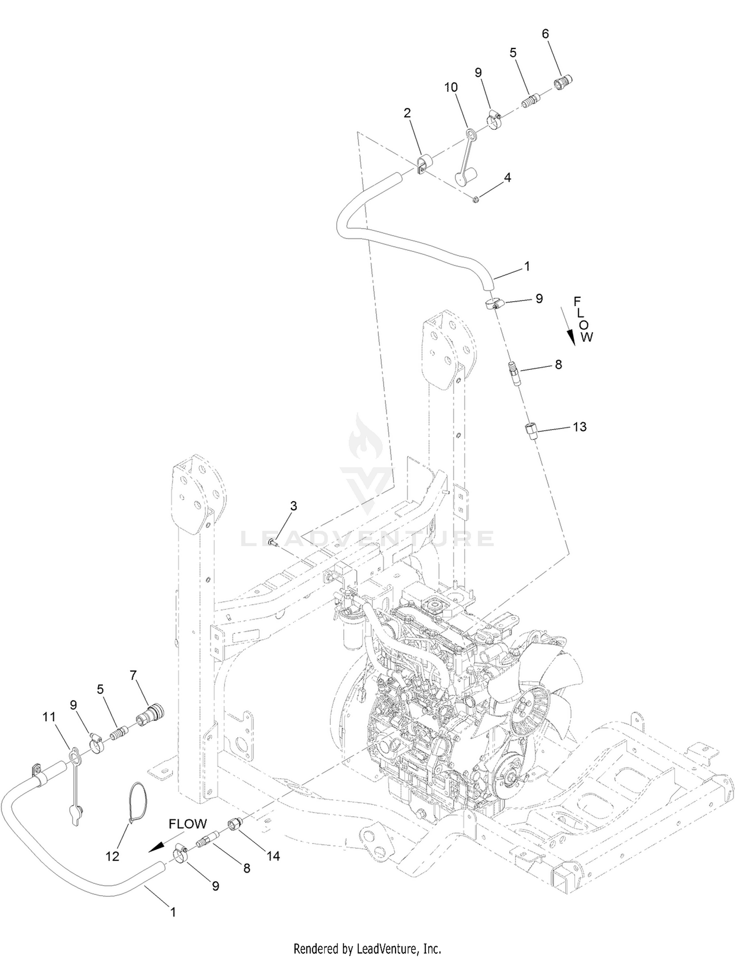 Heater Hose 24HP Assembly