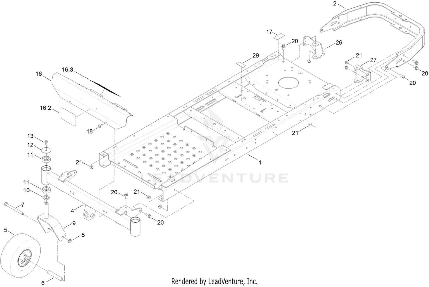 Frame, Front Axle and Caster Wheel Assembly