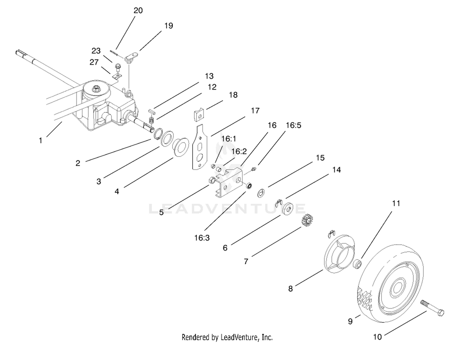 Gear Case and Rear Wheel Assembly
