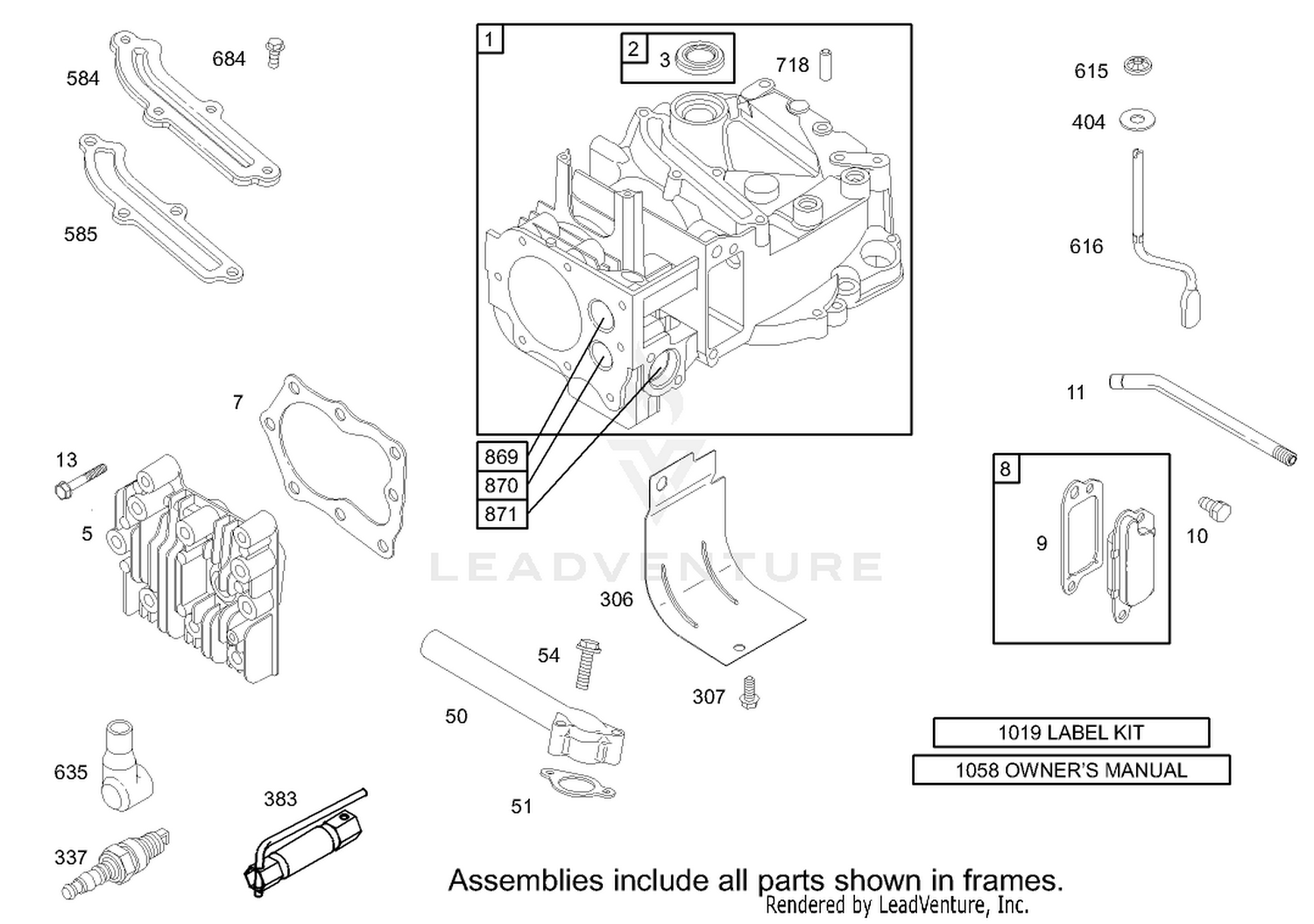 Cylinder Assembly Engine Briggs and Stratton Model 123K02-0114-E1