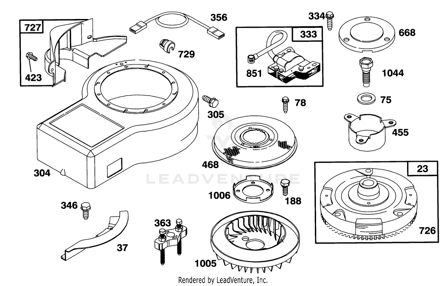Engine Briggs  Stratton Model 283707-0156-01 6